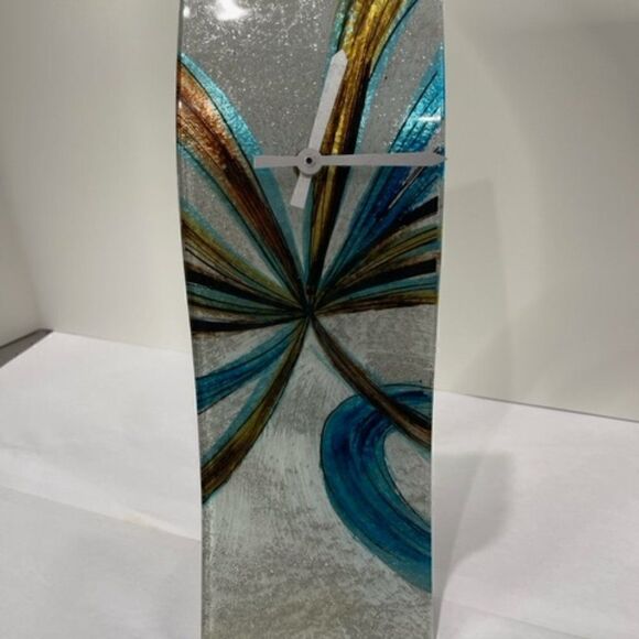 AngelStar Cozenza Collection Metallic White Blue Brown Desk Easel Clock-11.5" - Picture 2 of 7